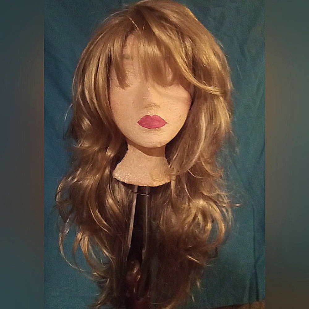 Long length ash blonde wig